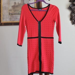 Red Bebe long sleeve bodycon dress